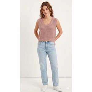 American Eagle Mauve Pink Marled Ribbed Knit Scoop Neck Sweater‎ Vest XL